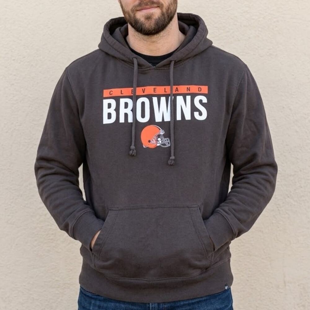47 Brand Cleveland Browns Pullover Hoodie NFL Team Football Brown Mens Size XL